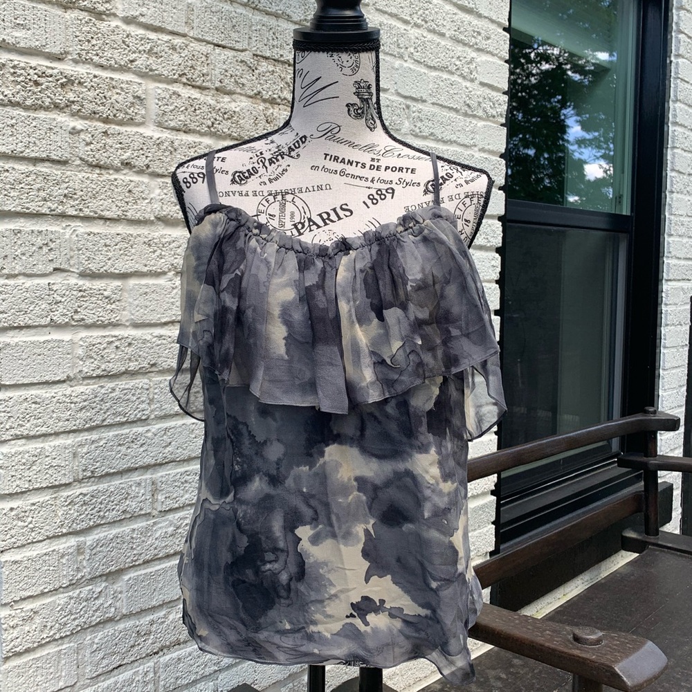 Rebecca Taylor silk ruffle floral top
